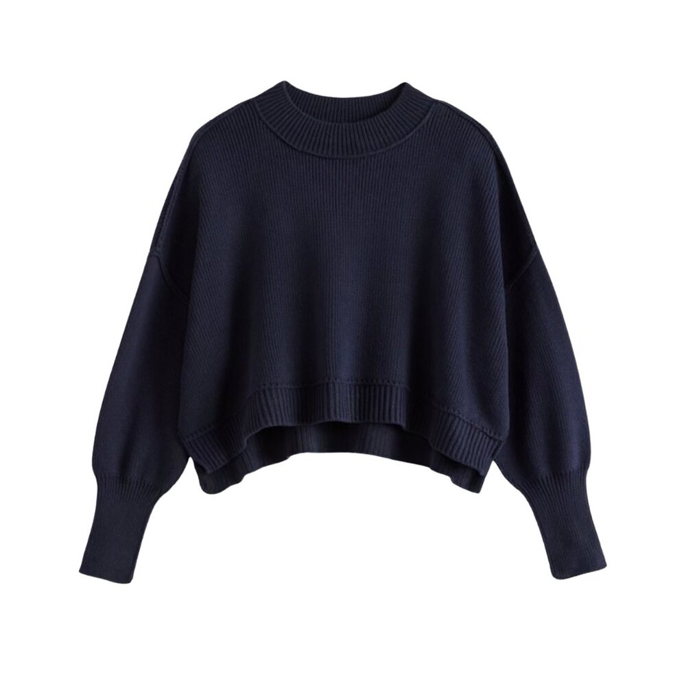 RD Style Sumire Navy Cropped Sweater NWT
